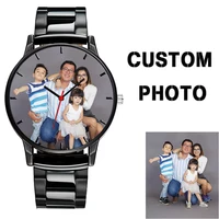 Personal Mark Black Tone Stainless Steel Classic Men's Wristwatch Customized Family Photo Picture Watch Gift relogio 1