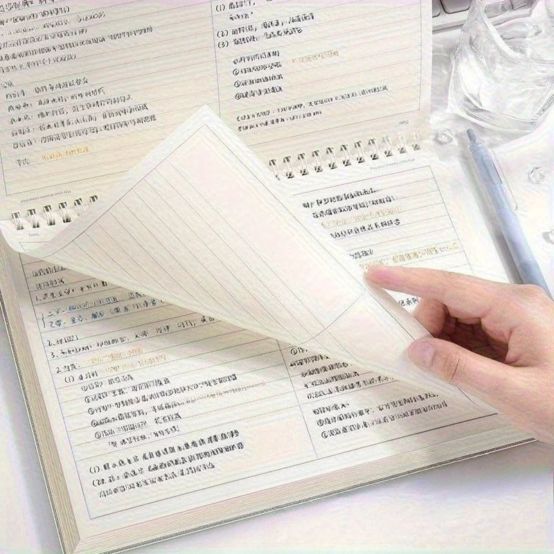 Quaderno a spirale B5 con copertina a ribalta, carta a righe spessa, copertina opaca e divisori per pagine – Ideale per appunti universitari e preparazione esami - immagine 2