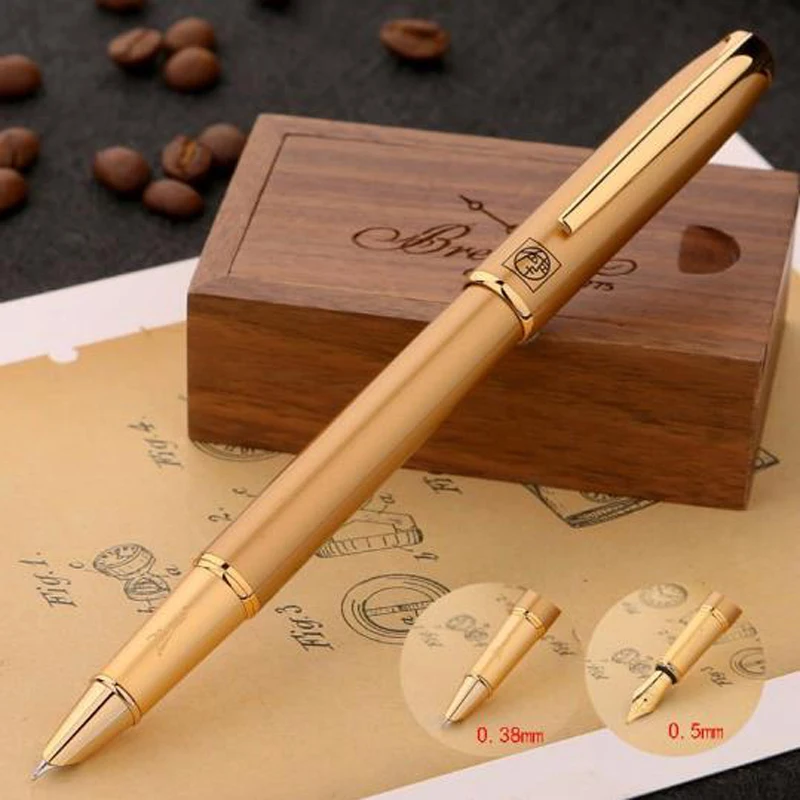 

Picasso Pimio 916 Malage Golden Metal Barrel EF/M Nib 0.38/0.5mm Fountain Pen Golden Trim Ink Pen Luxurious Writing Gift Pen Set