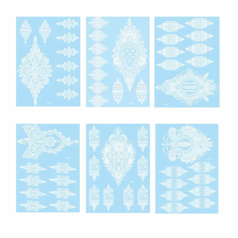 White Henna Tattoo Stickers for Hand Temporary Tattoos for Women Mehndi Women\'s Body Art Wedding Party Fake Tatoo