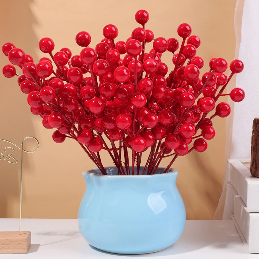 1Pcs Artificial White Berries Stems Christmas Berry Branches For