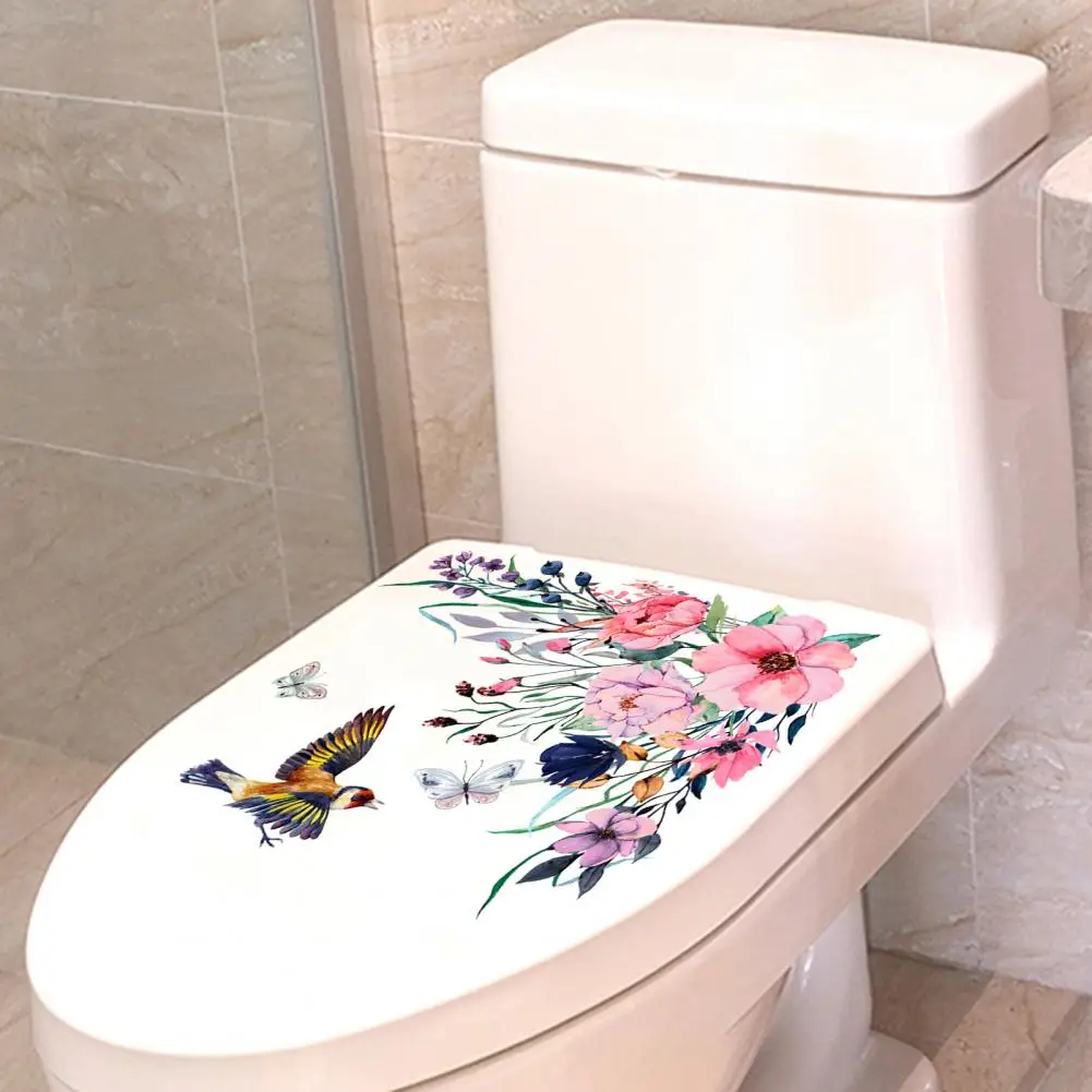 Flowers And Birds Wall Sticker Bathroom Toilet Decor Living Room Cabinet Refrigerator Home Decoration Decals Sticker M244