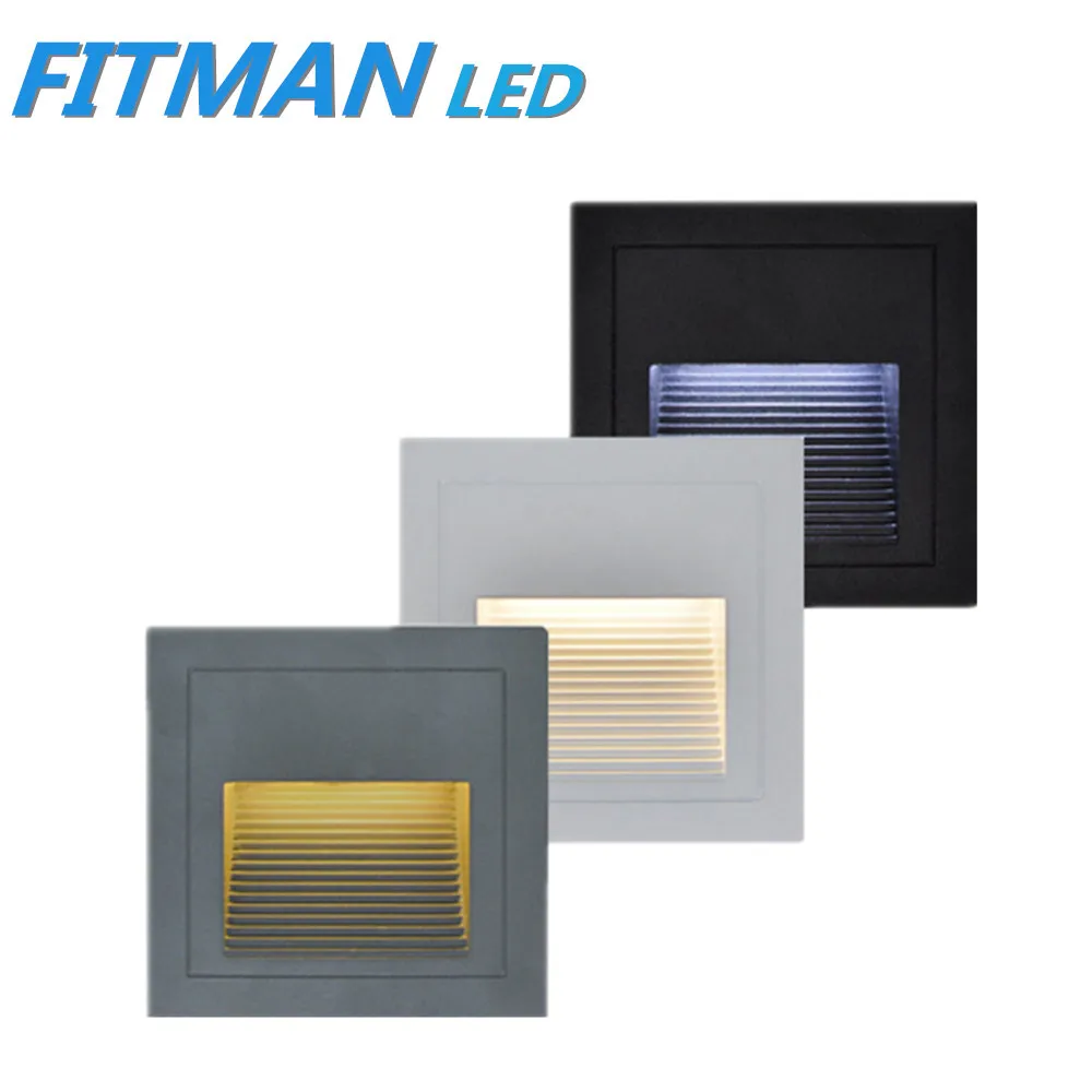야외 LED 계단 조명 85-265V IP65 방수 계단 조명 벽 매립형 지하 램프 3W 정원 통로용