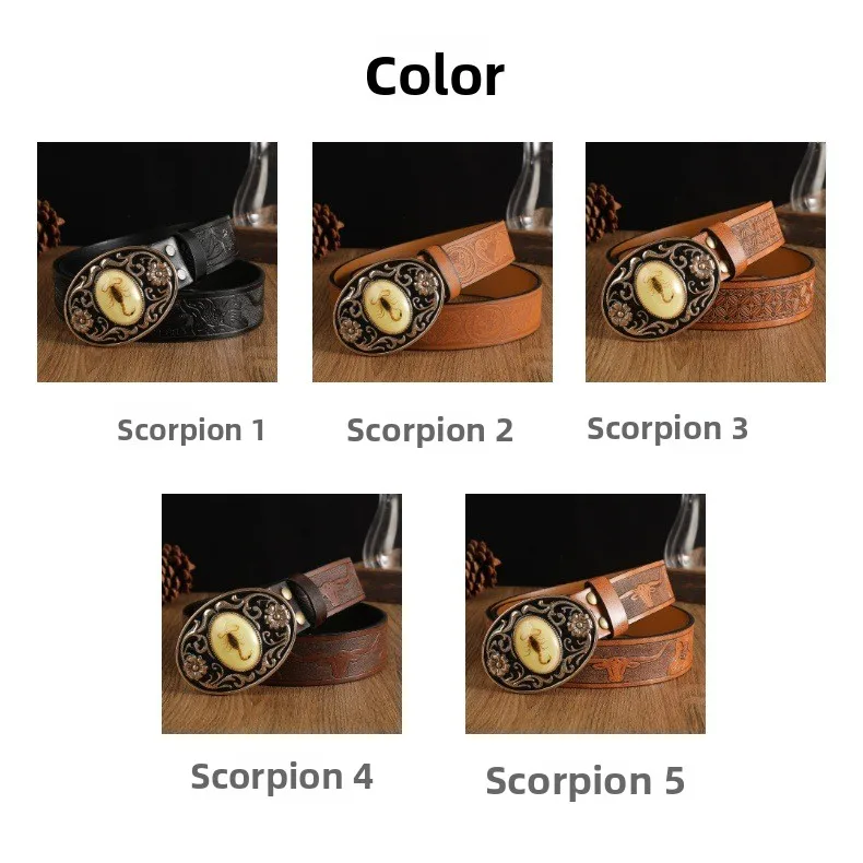 Ceinture Homme Motif Scorpion Western Cowboy
