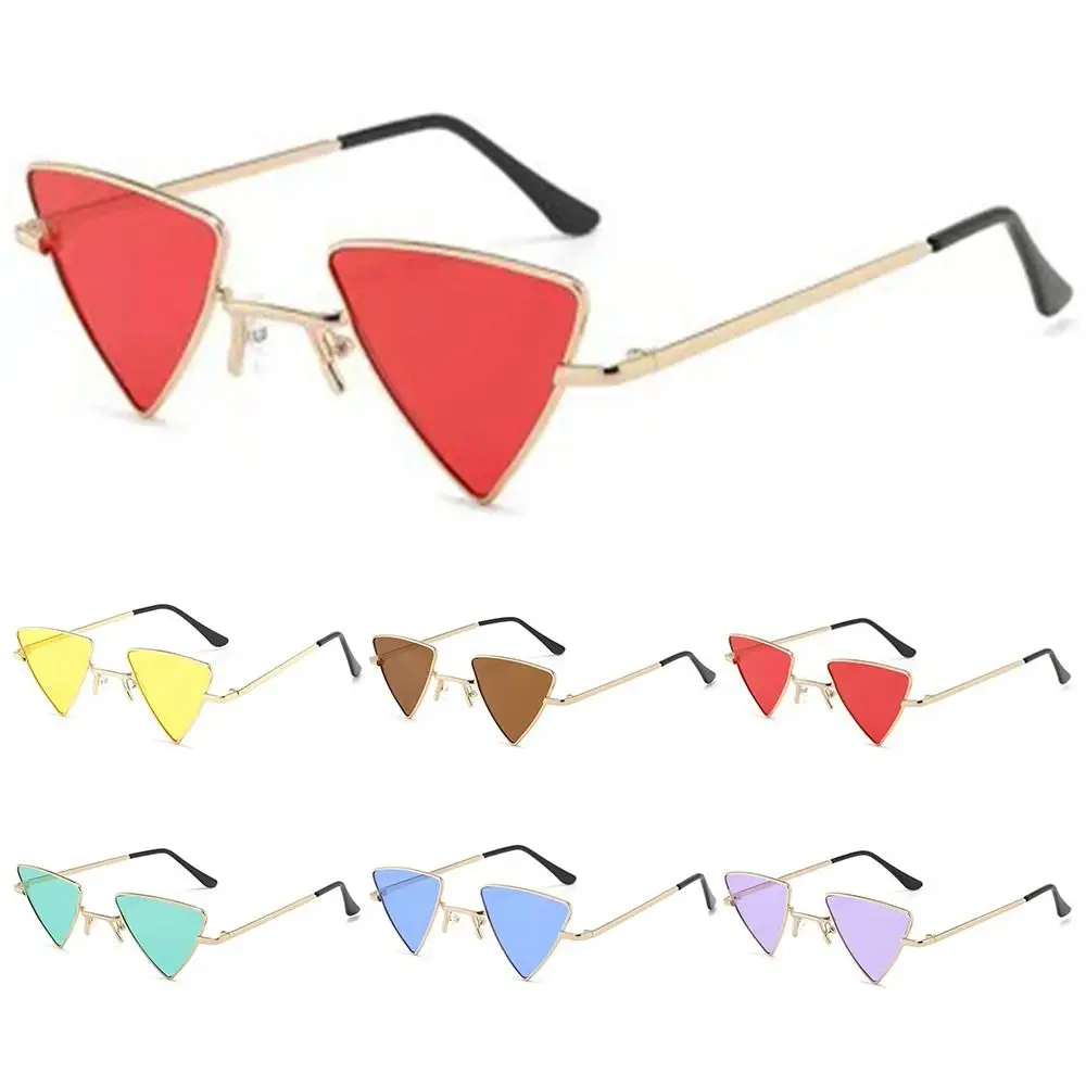

Triangular Small Hippie Sunglasses Metal Frame Tinted Colorful Lens Punk Shades UV400 Protection Sun Glasses for Women & Men