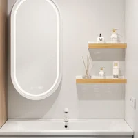 Bathroom Wood Shelf Holder Bath Shower Corner Rack Wall Mounted No Drill Shelves Organizer Kitchen Bathroom Storage Accessories 2