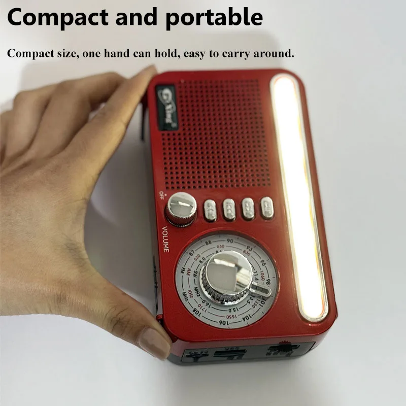 Portable Solar Charing Radio Mini FM AM SW Hand Crank Radios Receiver LED Flashlight Bluetooth Speaker Support TF Card U Disk