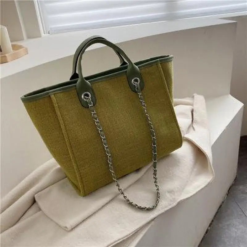 New Fashion Simple Canvas Tote Bag Large Capacity Korean Version Casual Versatile Handbag Single Shoulder Bag Women's Bag