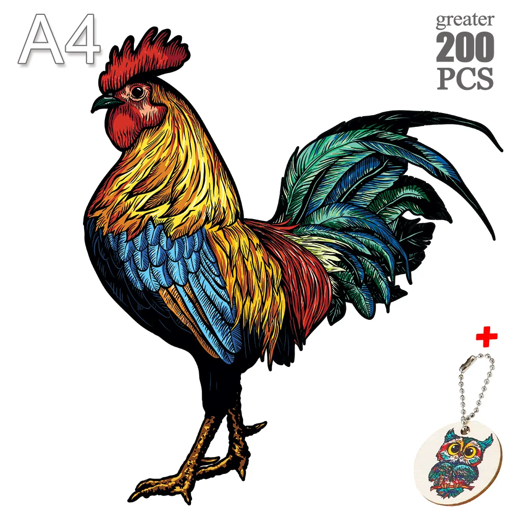 Exquisite Cock Puzzle Games Colorful Wooden Jigsaw Puzzles For Kids Adults Wooden Brightly Colored Succulent Plant 3D Puzzle