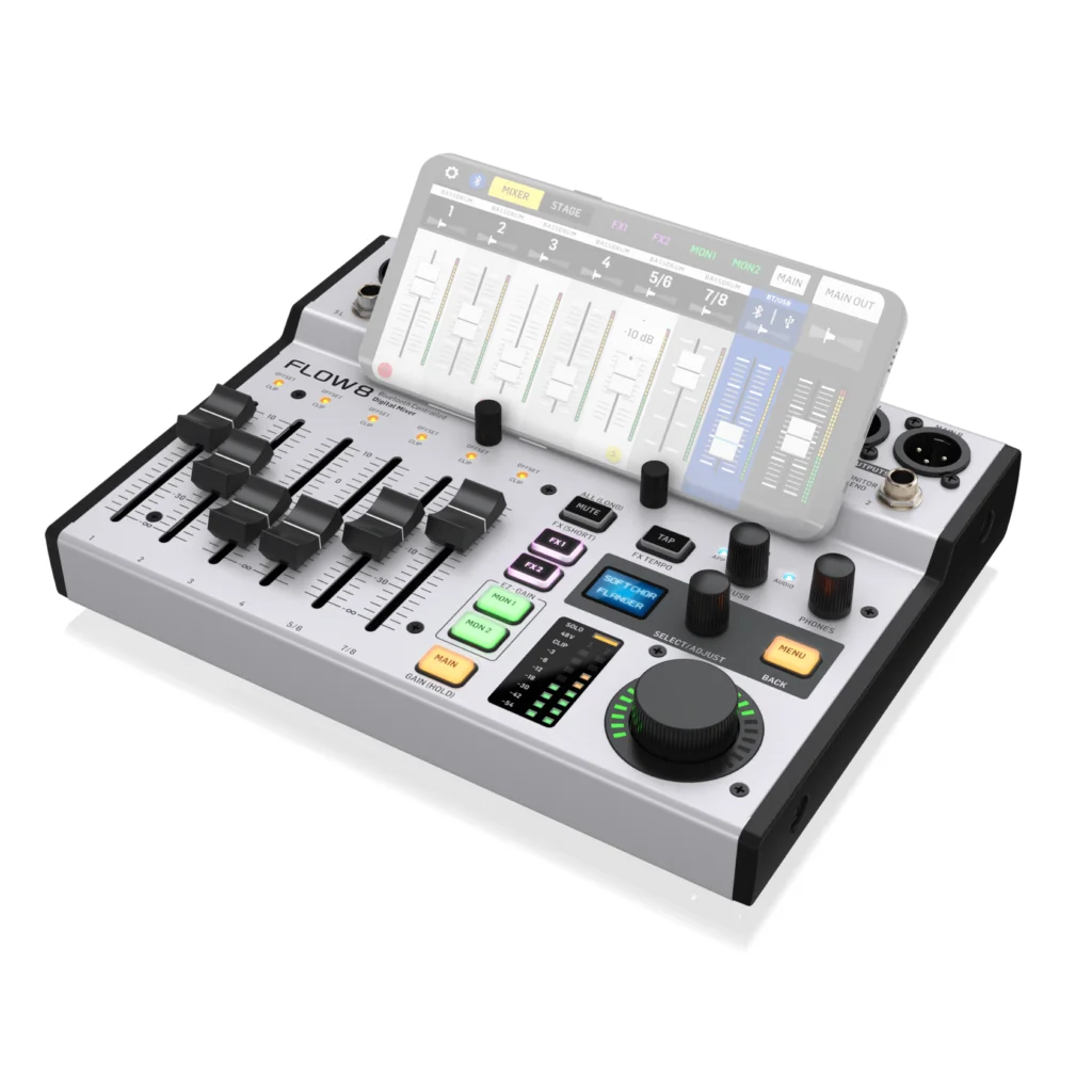 BEHRINGER-flow8 8 입력 디지털 믹서, 블루투스 오디오 및 앱 제어 내장 10x2 채널 USB 컴퓨터 오디오 인터페이스