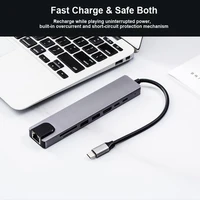 Type-c docking station expansion portable USB3.0HUB Gigabit LAN card RJ45 card reader SD/TF PD fast charging 8-in-1 computer Hub - Image 6
