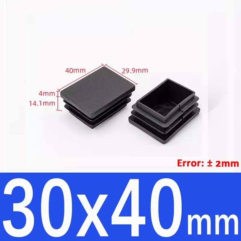 Black Square Plastic End Caps for Table or Chair Feet Protection