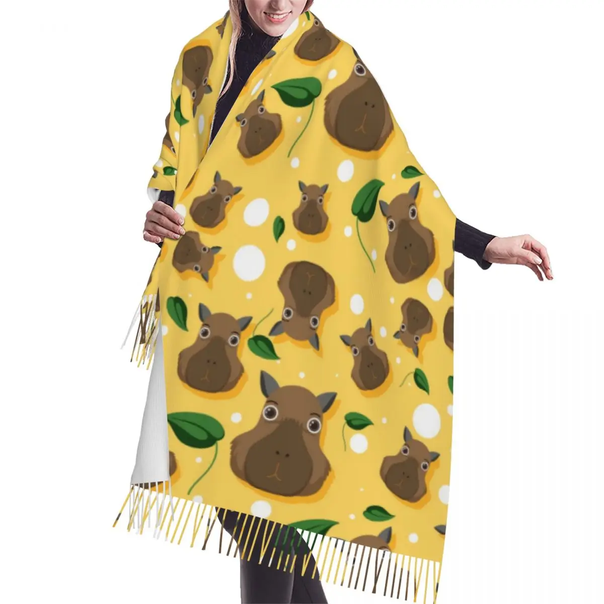 

Capybara Cute Popular Animals Pattern Scarf Wrap Women Long Winter Warm Tassel Shawl Unisex Fashion Versatile Female Scarves