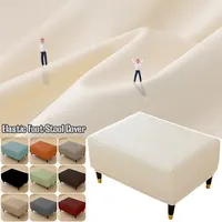 All-inclusive Pedal Cover PU Leather Waterproof Ottoman Cover Imitation Lambskin Stretch Footstool Cover Furniture Protector 2