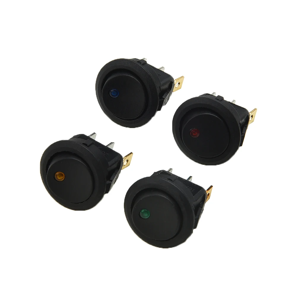 

Rocker Switches Plastic Black Round Rocker for car flashing lights 4Pc DC12V SPST 2 Poles Design Plastic+Metal