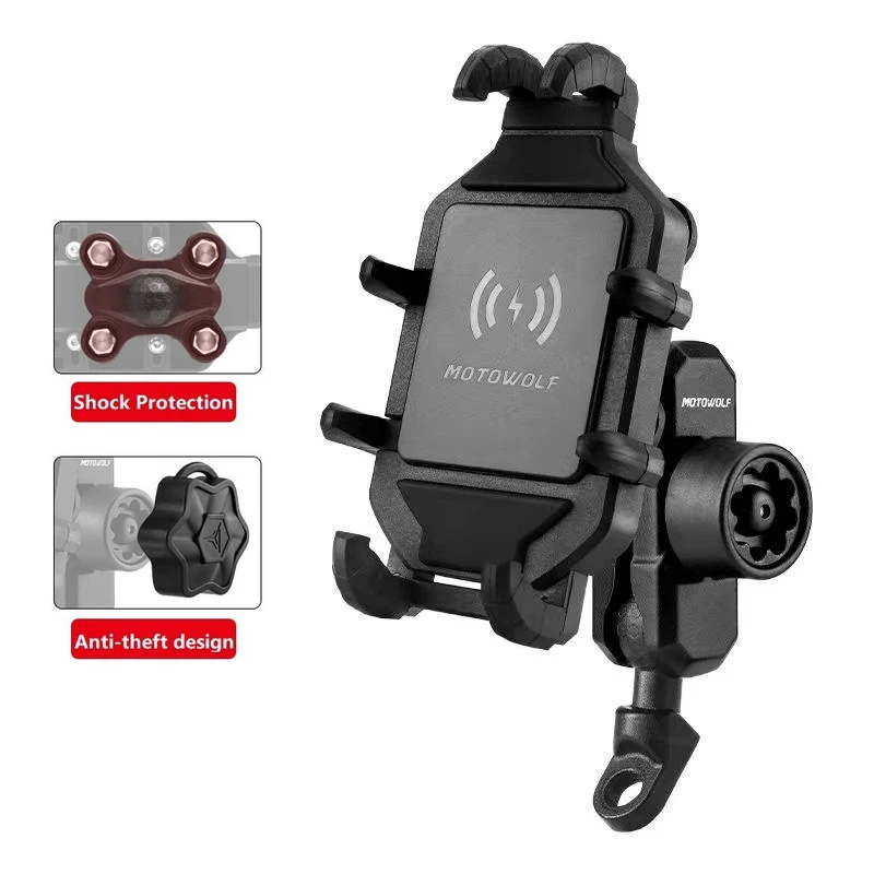 Wireless Motorcycle Phone Holder with Quick Charge 3.0 and GPS Support