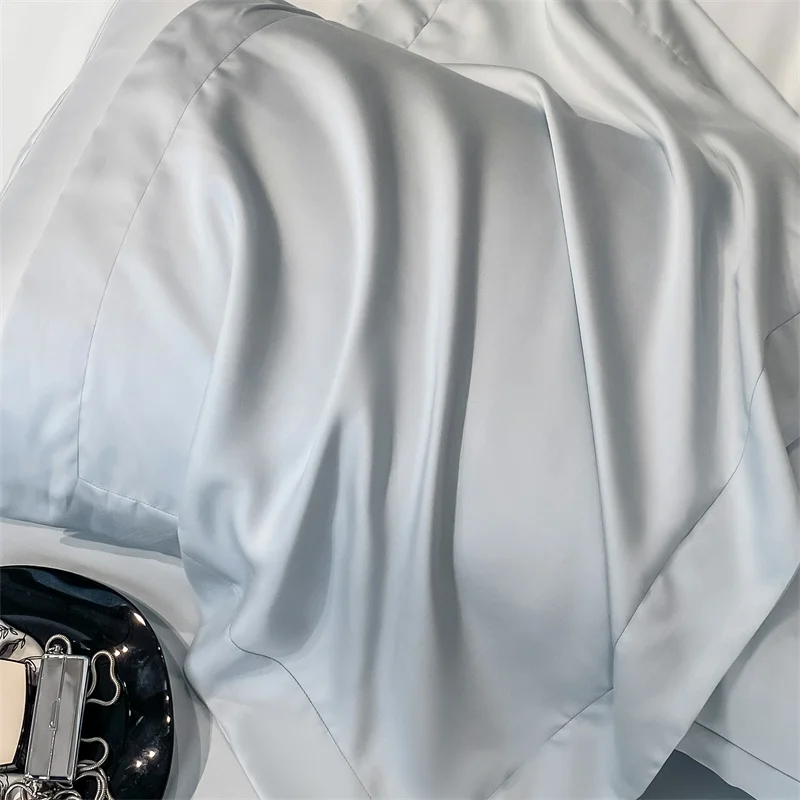 Fitted Sheet Pure Color Silk Bed Sheet Pure Natural Mulberry Silk Mattress Cover Elastic Band Fixed Silk Bedding 140x190Cm 3