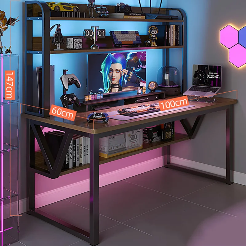 Table d'étude nordique pour PC Gamer, bureau d'ordinateur de jeu, rangement  d'angle optimiste