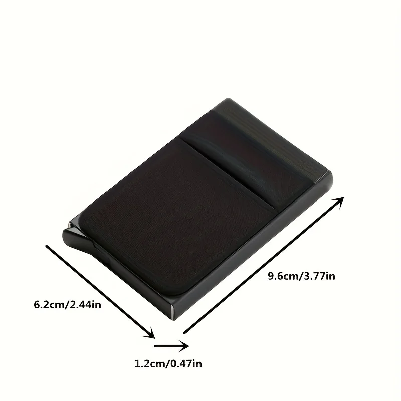 Slim Aluminum RFID Wallet with Elastic Back Pouch and Automatic Card Pop-Up Mechanism