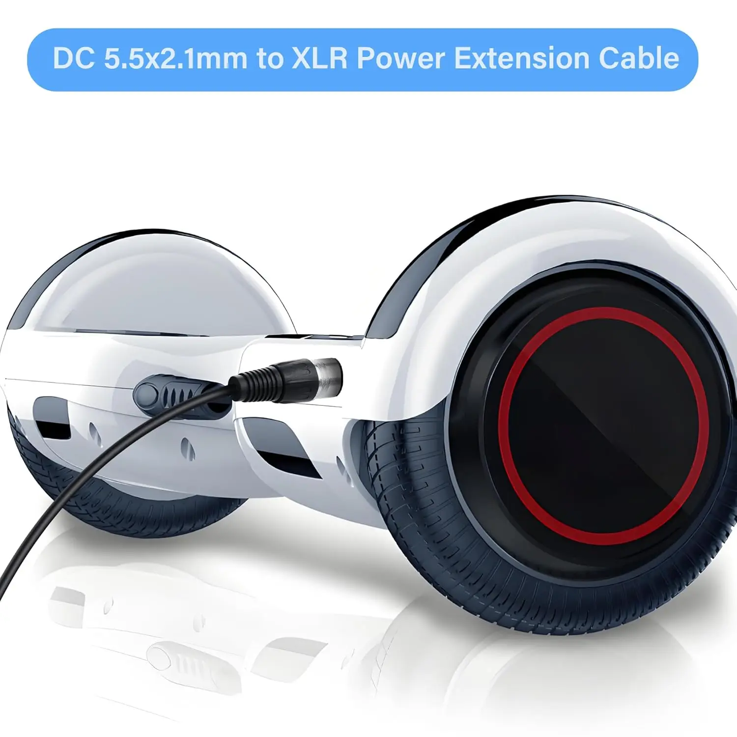 자비크테크 2A DC 전원 케이블, DC 5.5 x 2.1mm 암 커넥터 - 3핀 XLR 수 커넥터 전원 어댑터 케이블, 스케이트보드, 밸런스 바이크 등에 사용 가능