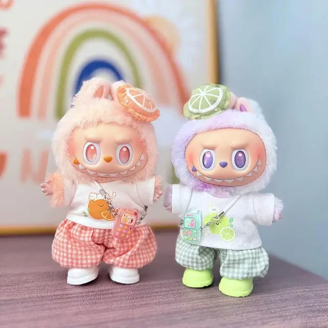 For 15/17cm 3.0 Labubu v1/v2/v3 clothes summer vacation lemon rabbit cute meow For ropa labubu cloth Outfit Accessory 2