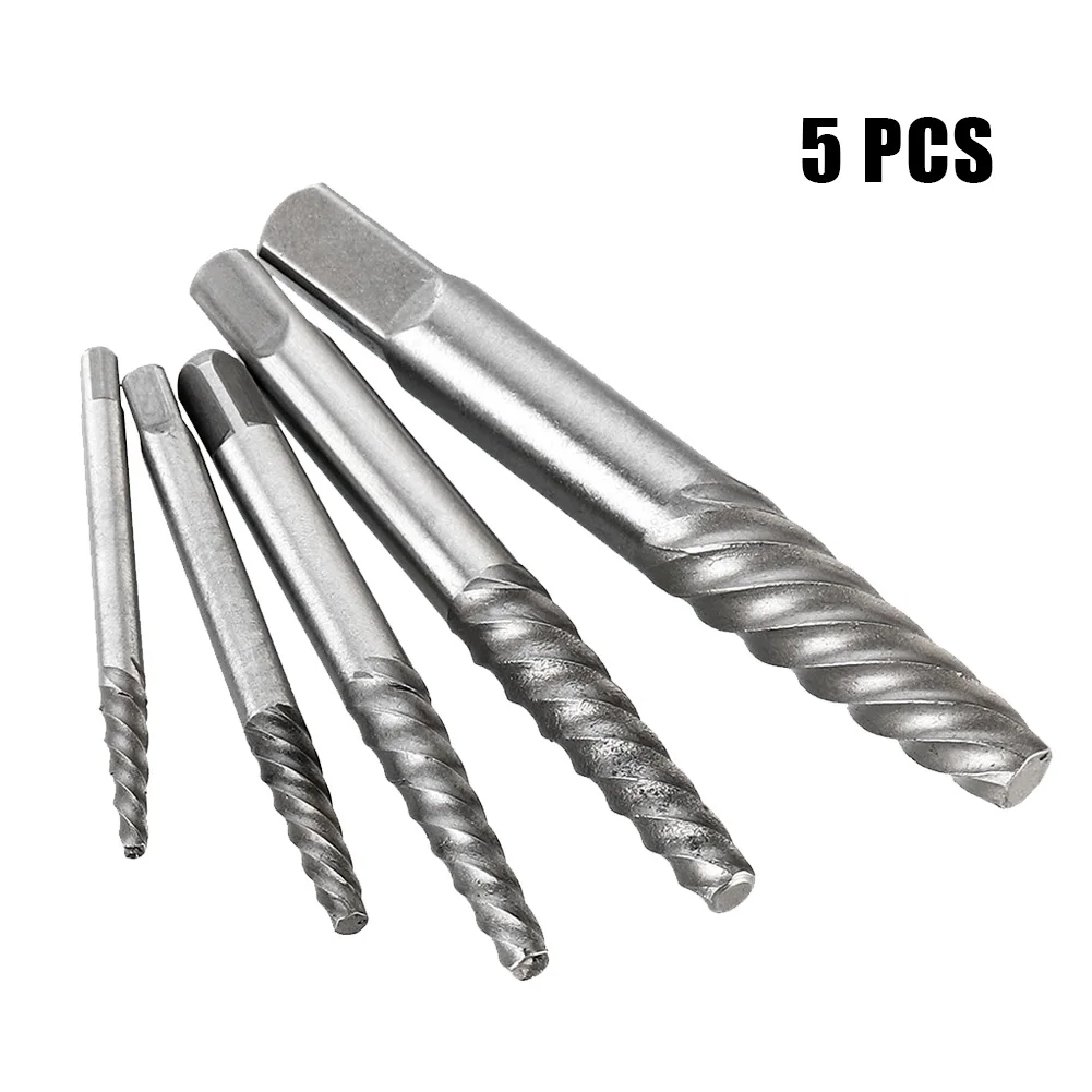 5pcs/set Convenient Cobalt Left Hand Drill Bit Broken Bolt Damaged Screw Extractor Set With Metal Case To Collect The Tools