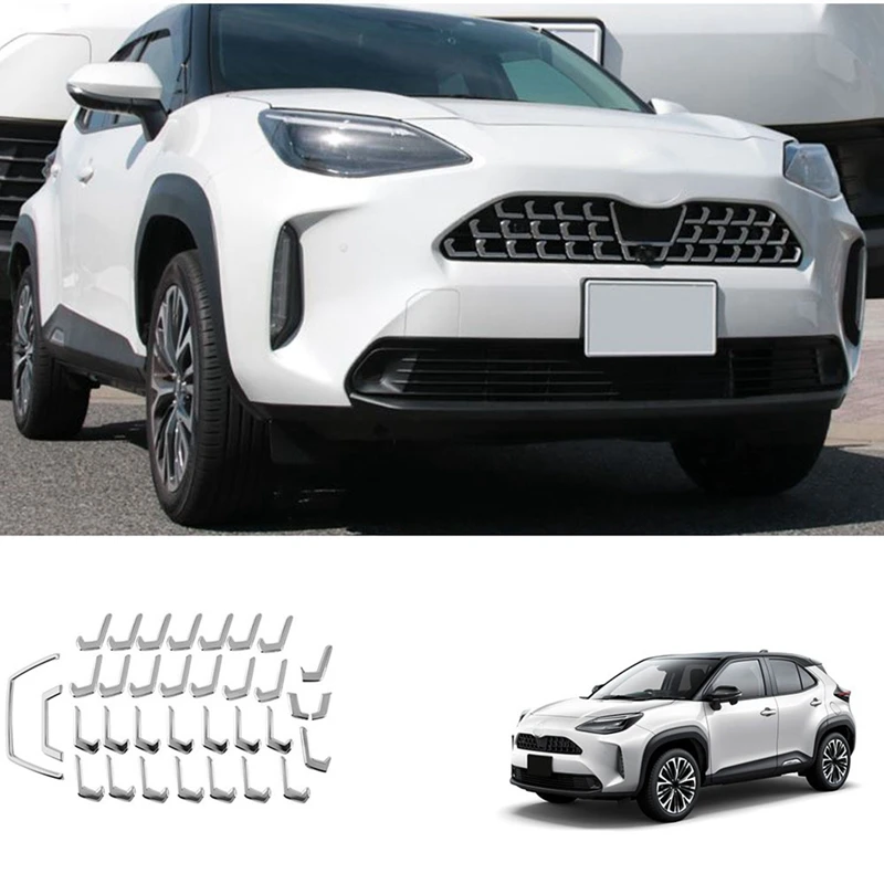 34Pcs Chrome Grill Moulding Strips Car Styling Per Toyota Yaris Cross 2020 2021 2022