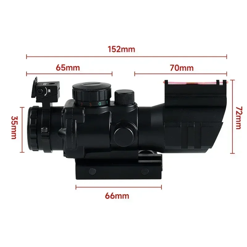 Tactics 4X32 Red Dot Sight Tri-Illuminated Reflex Sights Red Fiber Optic Rifle Scopes Crosshair Airsoft Hunting Scopes