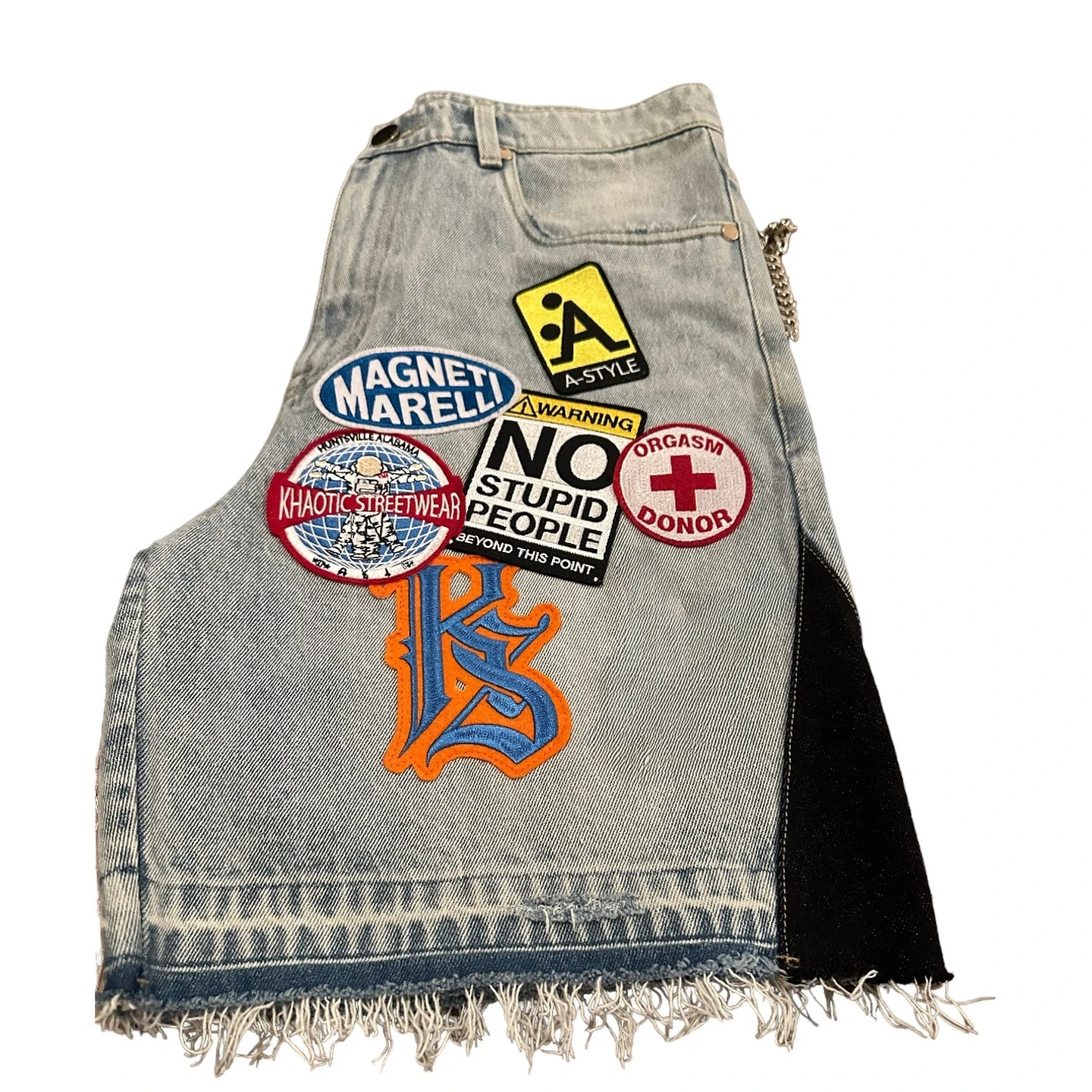 America Retro Denim Hip Hop Pattern Patchwork Shorts Men Y2k Gothic Western Cowboys Blue Baggy Jeans Shorts Gym Running Jorts