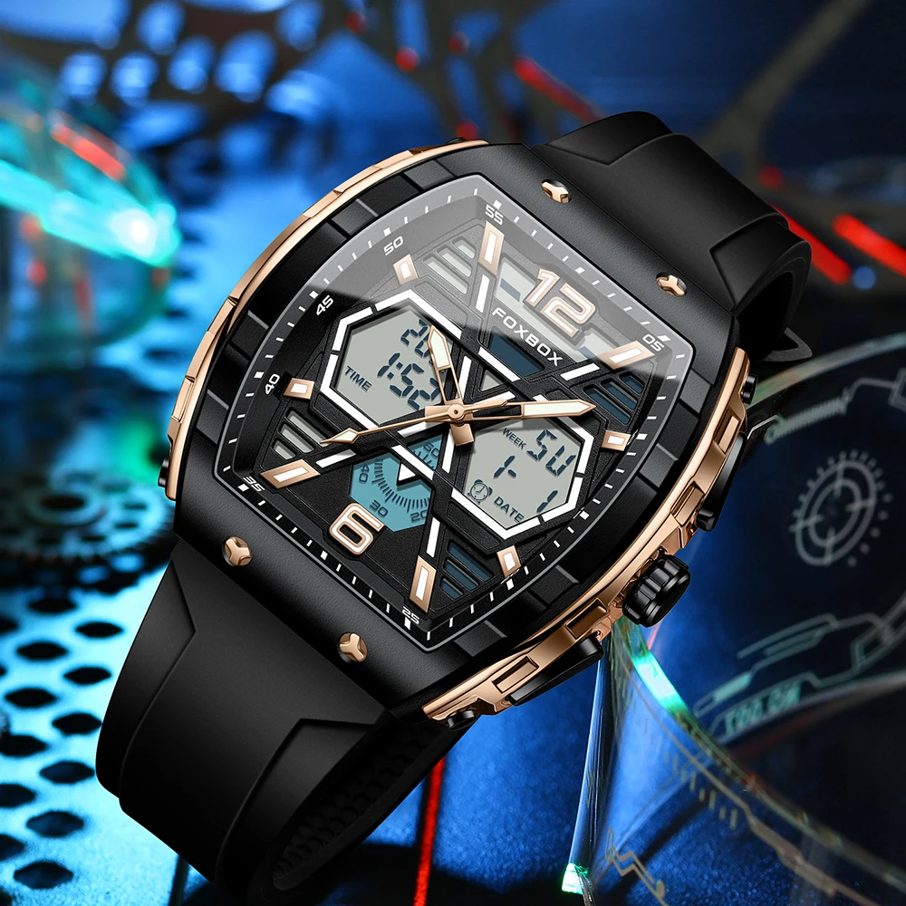 Luksuzne moške ročne ure z LCD zaslonom, svetleča športna moška ura, vodoodporna vojaška kremenčeva moška ura 2023_voghion.com