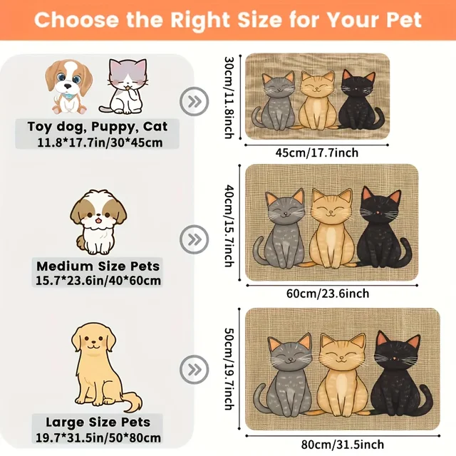 Non-Slip Cat and Dog Feeding Mat Cute Pattern Leakproof Waterproof Easy Clean Surface Machine Washable Durable for All Breeds 2