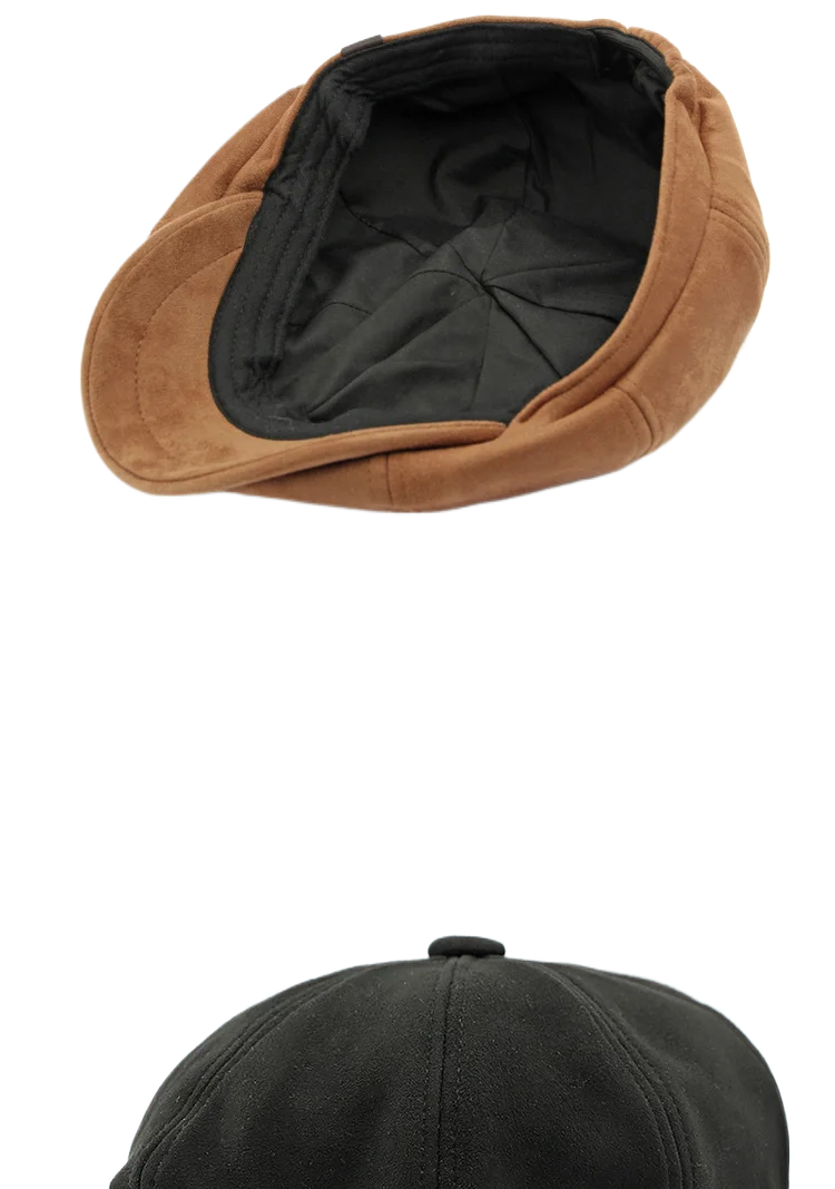 Men Beret Hat Suede Fabric Adjustable Newsboy Hats Cabbie Gatsby Cap Driving Flat Bonnets