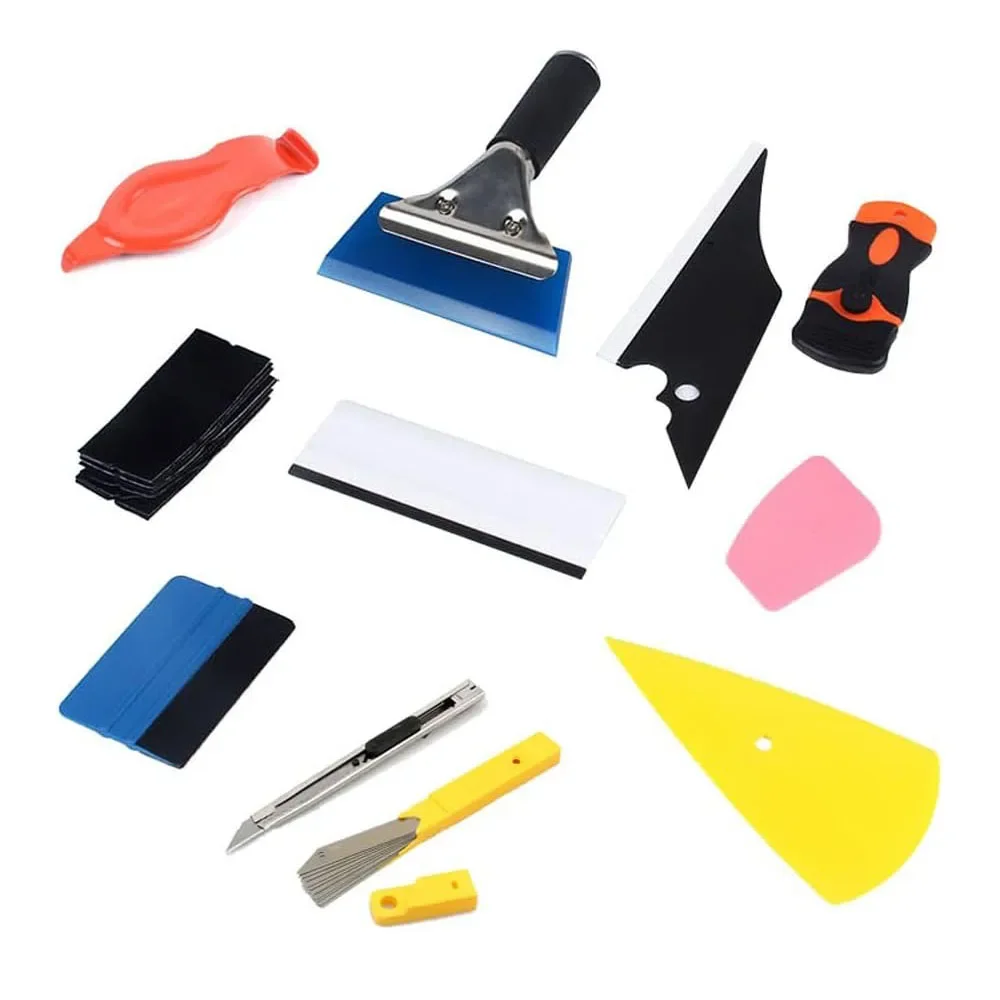 11Pcs Car Window Tint Wrapping Vinyl Tools Squeegee Scraper Applicator Kits Set Car Body Film with Spare Blades