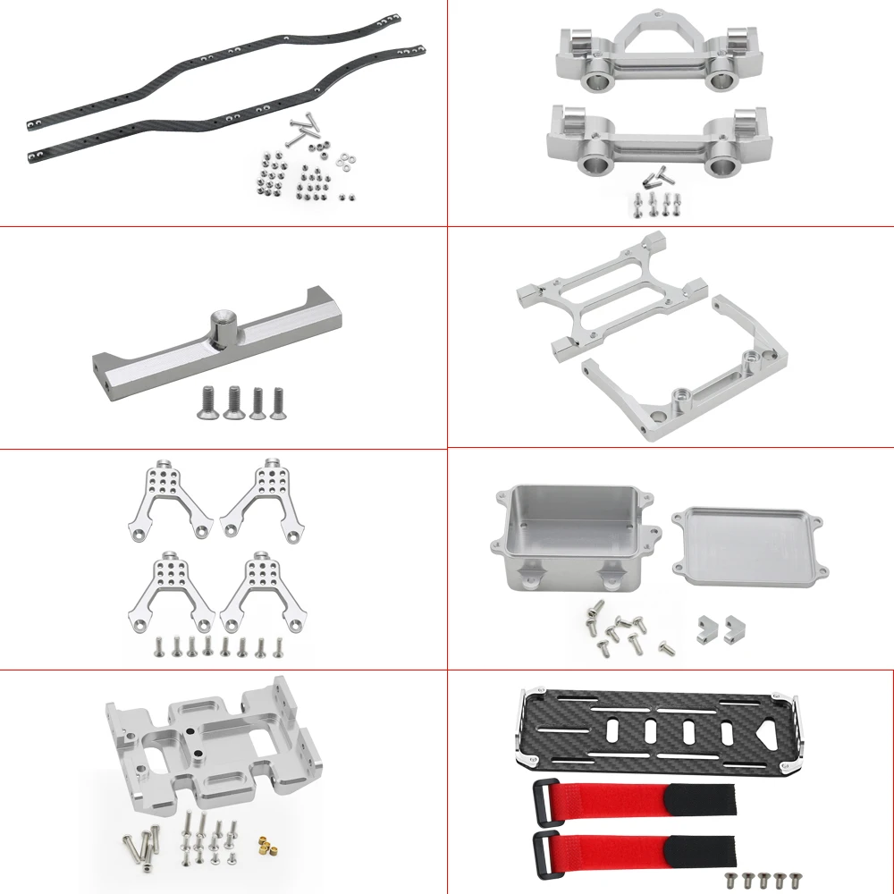 S21822cc0188f4feb9bb1bc51c979e1e6f 1/10 RC 크롤러 카본 파이버 거더 4MM CNC 금속 자동차 섀시 프레임 바디 키트 부품 (Axial SCX10 II Rock Off Road 트럭용)
