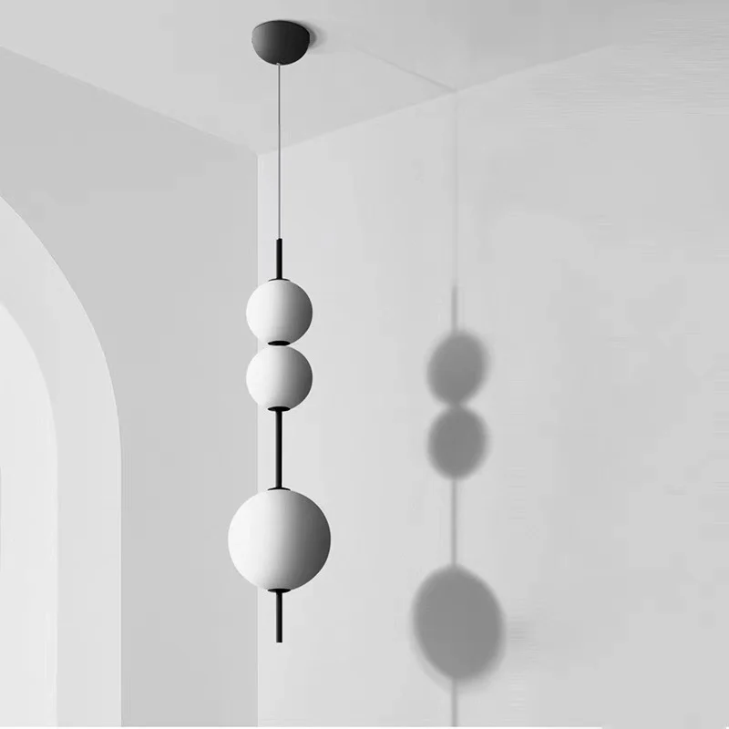 Italy Designer LED White Glass Beads Pendant Chandelier Cafe Bar Bedroom Kitchen Round Ball Hanging Lighting Fixture Home Decor