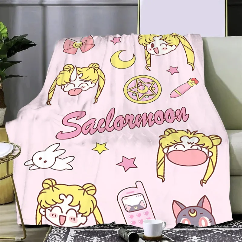 Japan Anime Cute Printed Blanket Picnic Blankets Warm Blanket and Comfortable S-Sailor M-MoonS Blanket Home Travel Birthday Gift 6