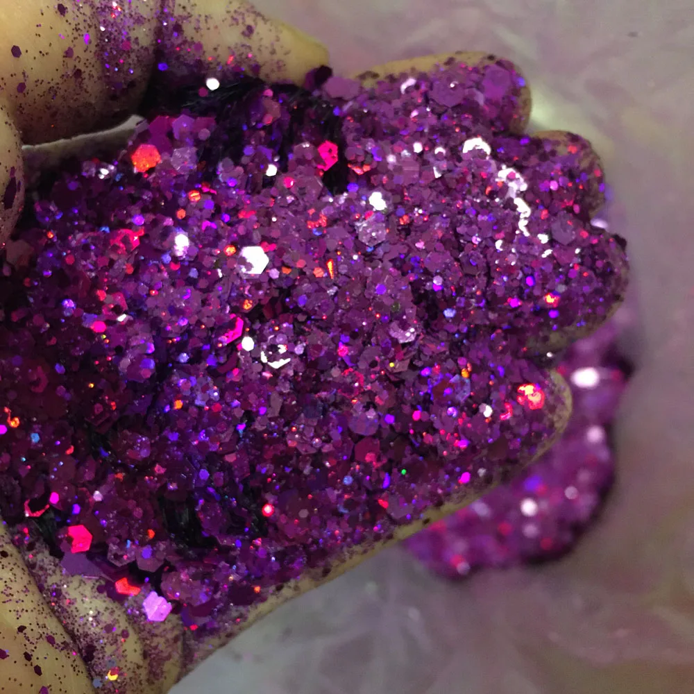 Nail Glitter Nail Flakes 20g Chunky Laser Nail Art Glitter Flakes Multi-Color Resin Craft Slime Making Cosmetic Supplies Holographic 3/1/0.2mm Sequins