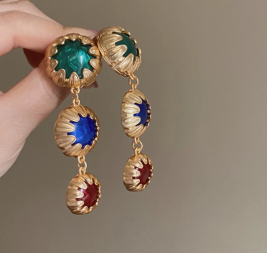 2022 new trend S925 silver needle Vintage copper bonded acrylic Earrings for women Fashion Jewelry