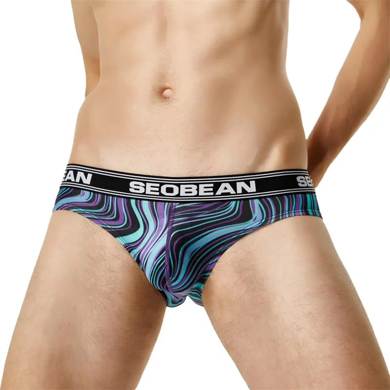 cotton briefs 2022 SEOBEAN Sexy Men's Underwear Bikini briefs Low-rise Male Underpants  Printed Pattern Underwear Fashion Men Briefs boxer briefs with pouch Briefs