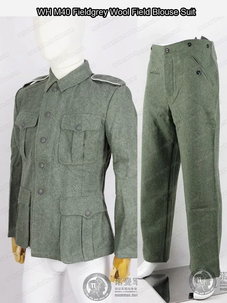 Reproduction German WH M40 Fieldgrey Wool Feldbluse Field Blouse Tunic pants optional tactical shirt,tactical men jackets