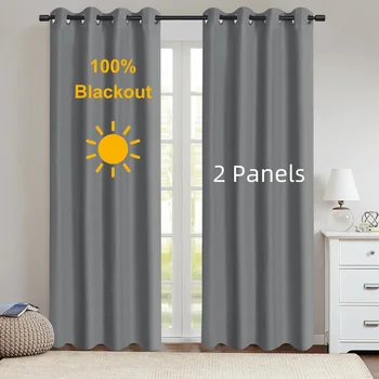 Tenda oscurante moderna al 100% da 2 pezzi con fodera rivestita, curains per camera da letto, soggiorno, sala da pranzo, bagno, decorazioni per la casa 1