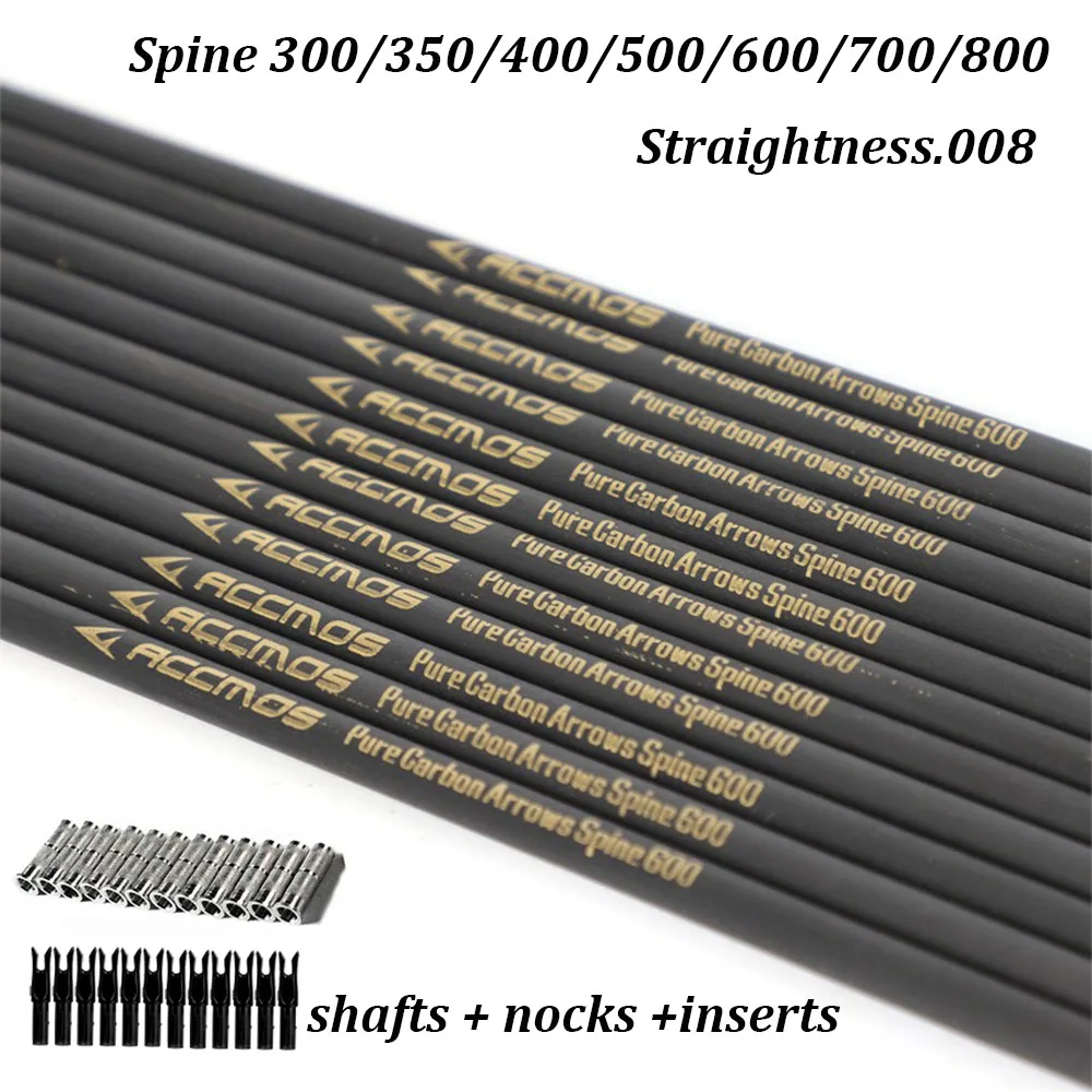 Fûts flèches carbone pur 30" ID6.2 spine 300-800 pour arc compound recurve cible chasse pêche précise