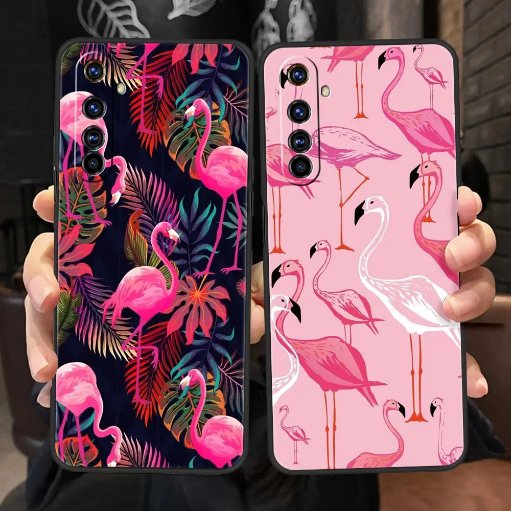 Pink Red Flamingo Soft Silicone Phone Case - Stylish Black Cover
