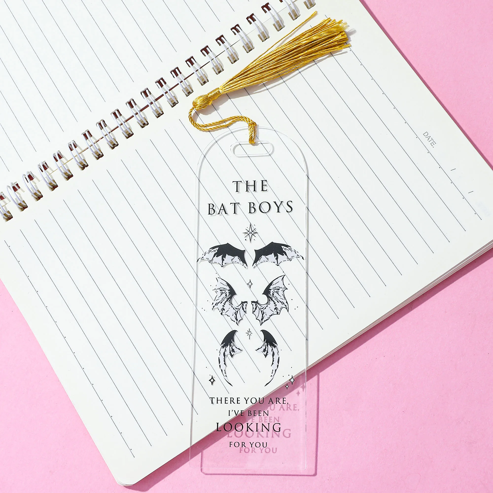 Acotar Gothic Clear Feather Moon Star Pattern Acrylic Bookmark Book Accessories for Women Readers Book Lovers Fantasy Gifts