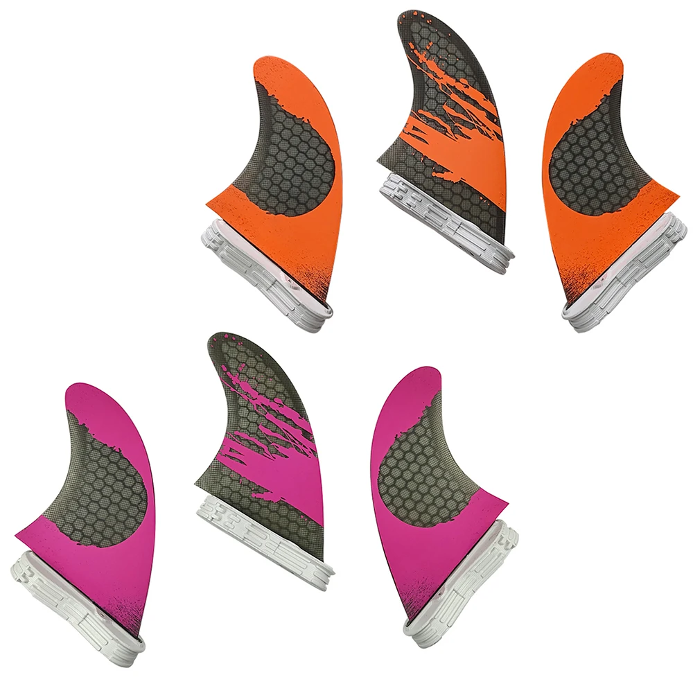 

S/M/L UPSURF FCS 2 Surfboard Fin Honeycomb Fiberglass 3pcs/set Fins Double Tabs 2 Orange/Purple Surfing Fin Tri Surf Accessories