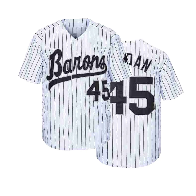baseball jerseys BARONS 45 Sewing embroidery Outdoor sportswear Hip hop culture black White black stripe Big size