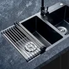 Kitchen Roller Shutter Drain Rack 304 Stainless Steel Bowl Fruit Vegetable Dish Holder Sink Storage Folding Roller Shutter Racks 3