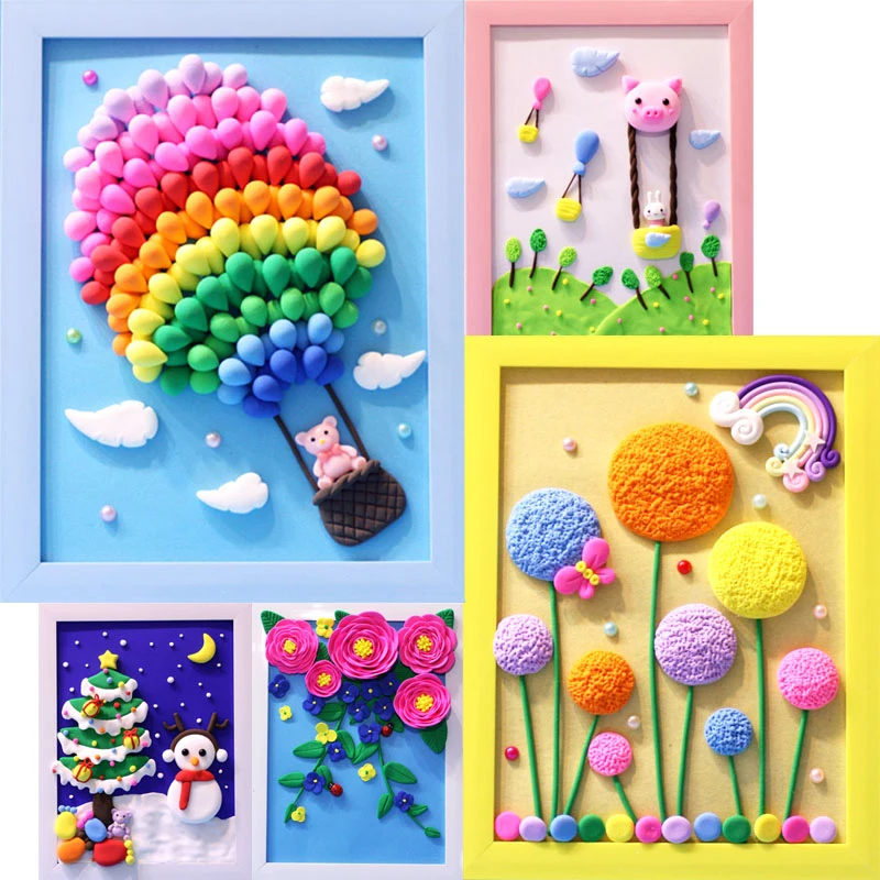 Crafts and Arts Kids Handicrafts Christmas DIY Toys for Children Clay Photo Album Set 3D Colorful Work Gifts Educational Toys