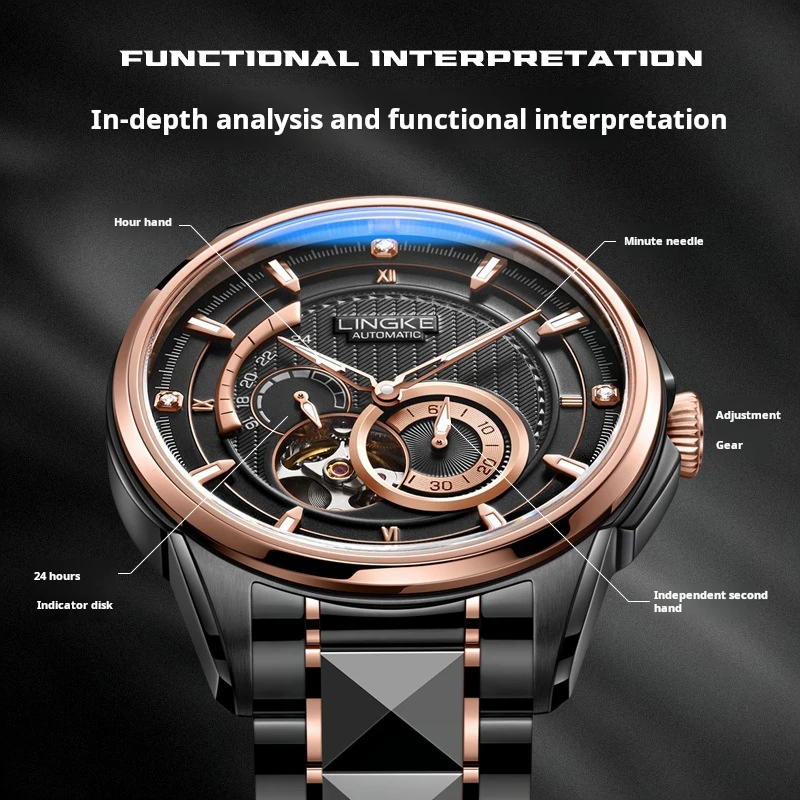 LINGKE Brand Men New MIYOTA Movement Mechanical Watch Sapphire Tourbillon Wristwatch Waterproof Sport Automatic Watches Man