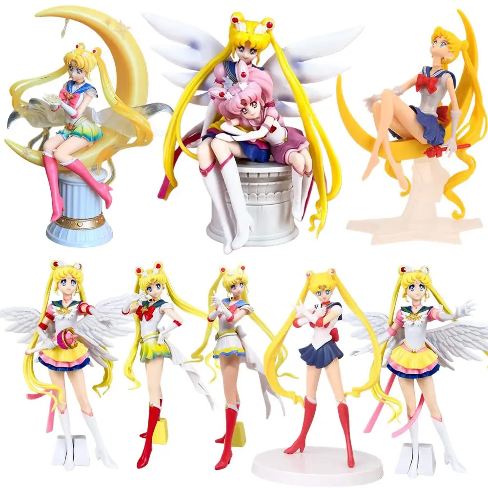Funny Joy Anime Figures Female Warrior Moon Hare Doll Charm Angel Sailor  Hare Kawaii  PVC Model Cake Decoration Gift For Girls